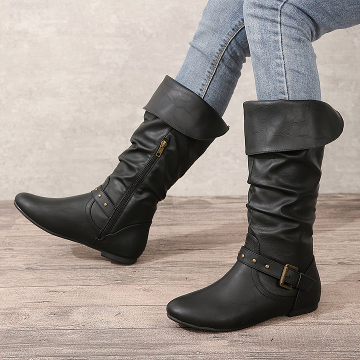 Boots For Women | Flat Heel Side Zip Detail