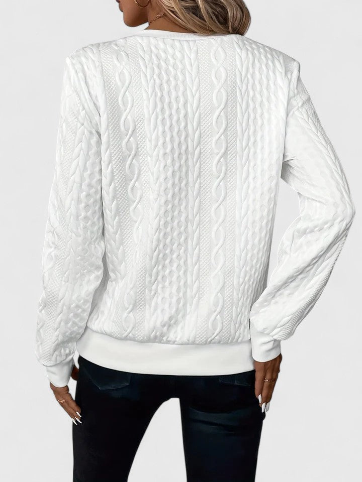 Women’s Sweater | Front Zip Cable Pattern