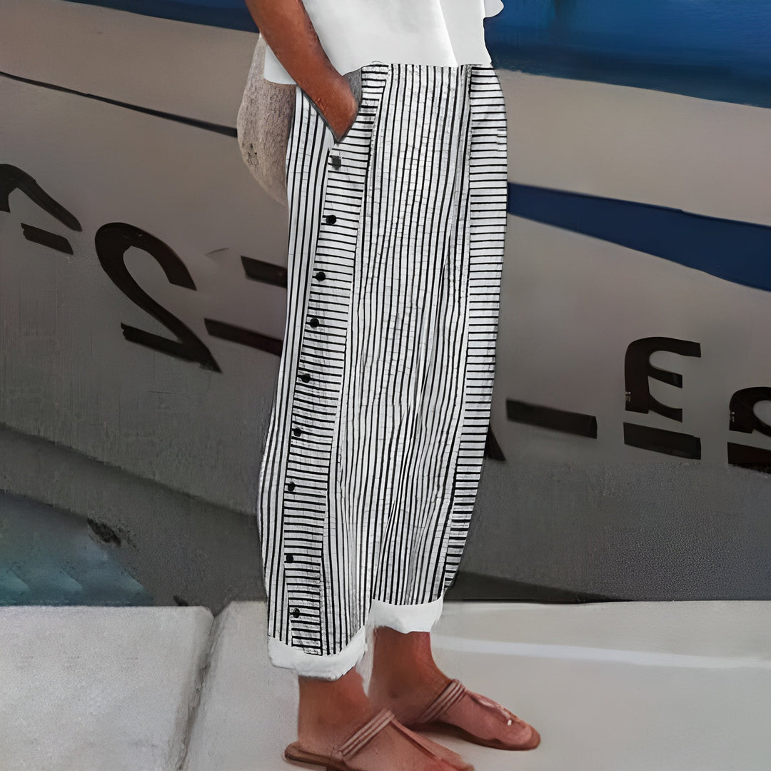 Women's Trousers | Vertical Striped Panel