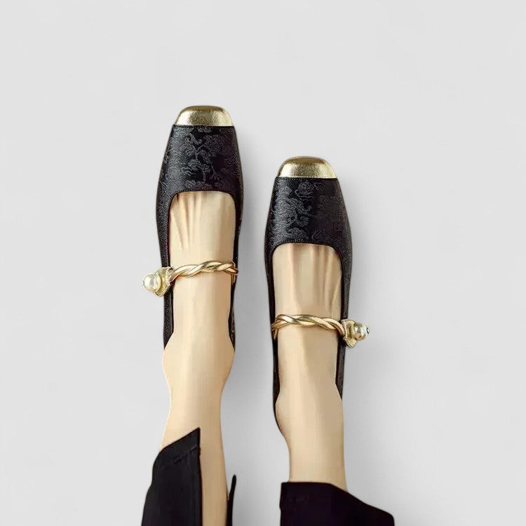 Mary Jane Shoes for Women | Low Block Heel Metallic Accents