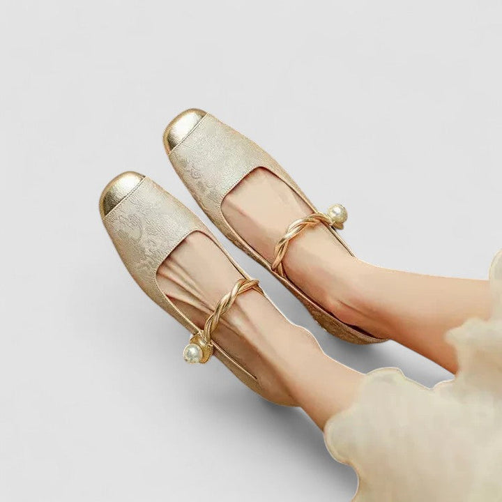 Mary Jane Shoes for Women | Low Block Heel Metallic Accents