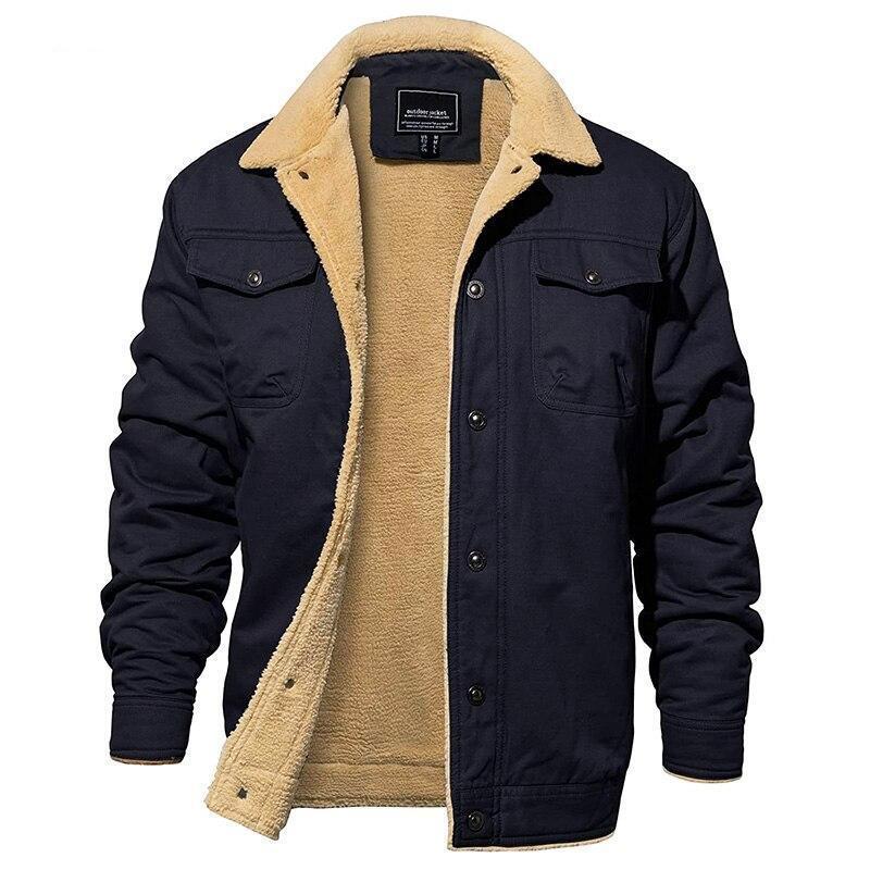 Men's Winter Jacket | Button Front Sherpa Lined