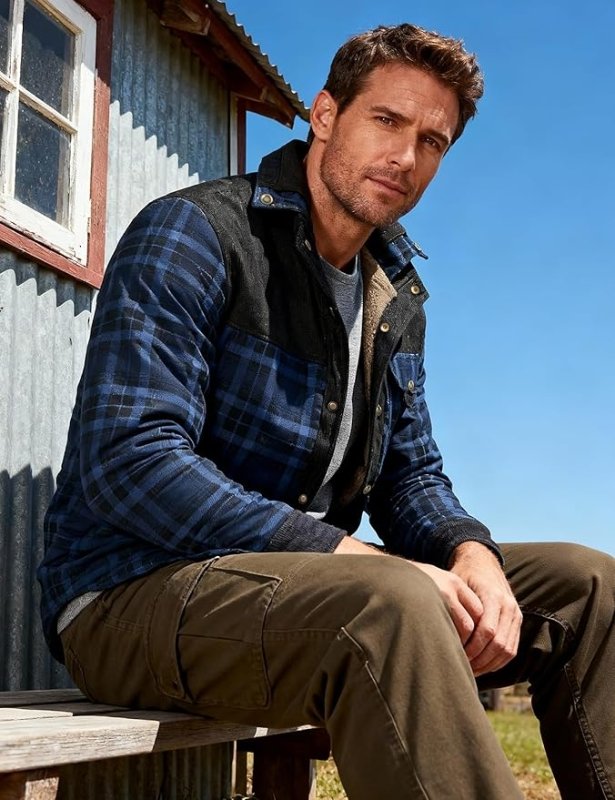 Men's Jacket | Plaid Button Front