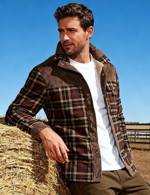 Men's Jacket | Plaid Snap-Front Shirt