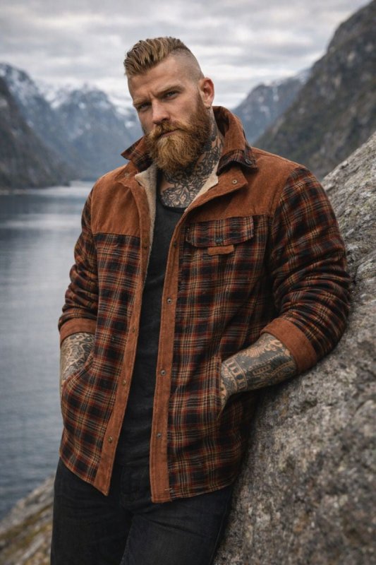 Men's Jacket | Plaid Snap-Front Shirt