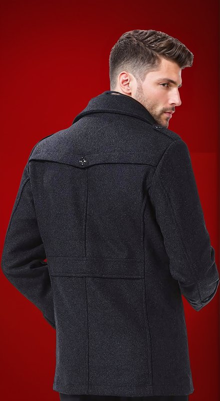 Men's Winter Coat | Zip-Up Button Detail