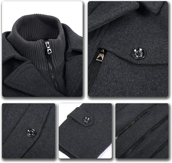 Men's Winter Coat | Zip-Up Button Detail