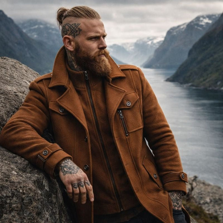 Men's Winter Coat | Zip-Up Button Detail