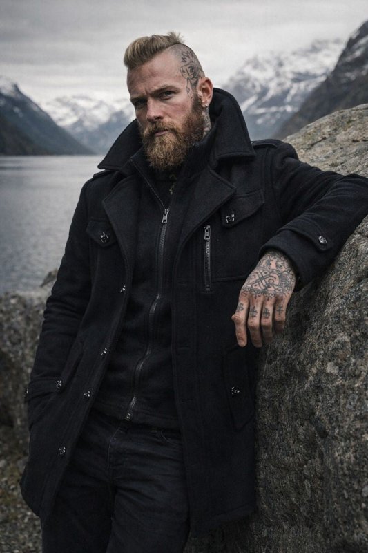 Men's Winter Coat | Zip-Up Button Detail