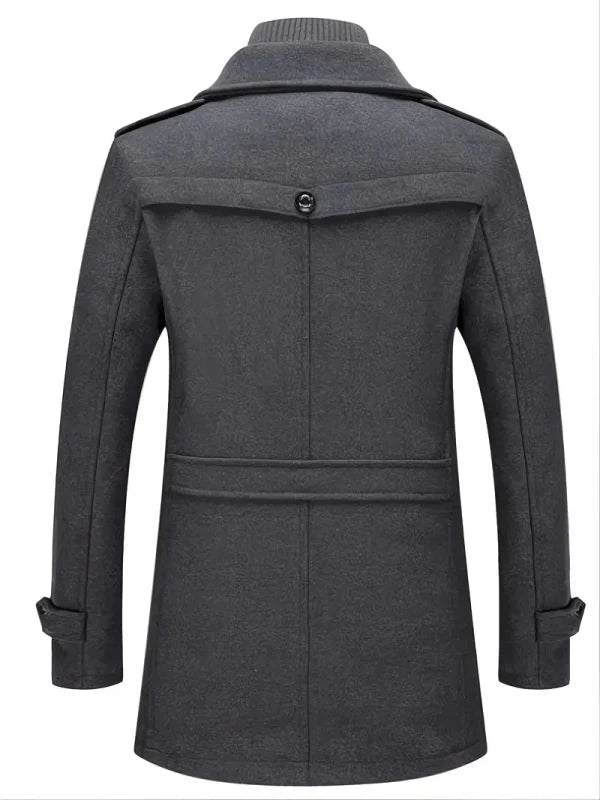 Men's Winter Coat | Zip-Up Button Detail