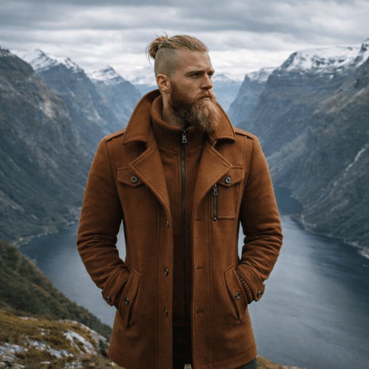 Men's Winter Coat | Zip-Up Button Detail