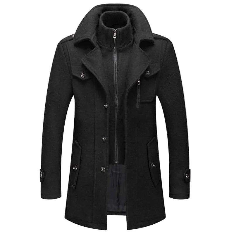 Men's Winter Coat | Zip-Up Button Detail