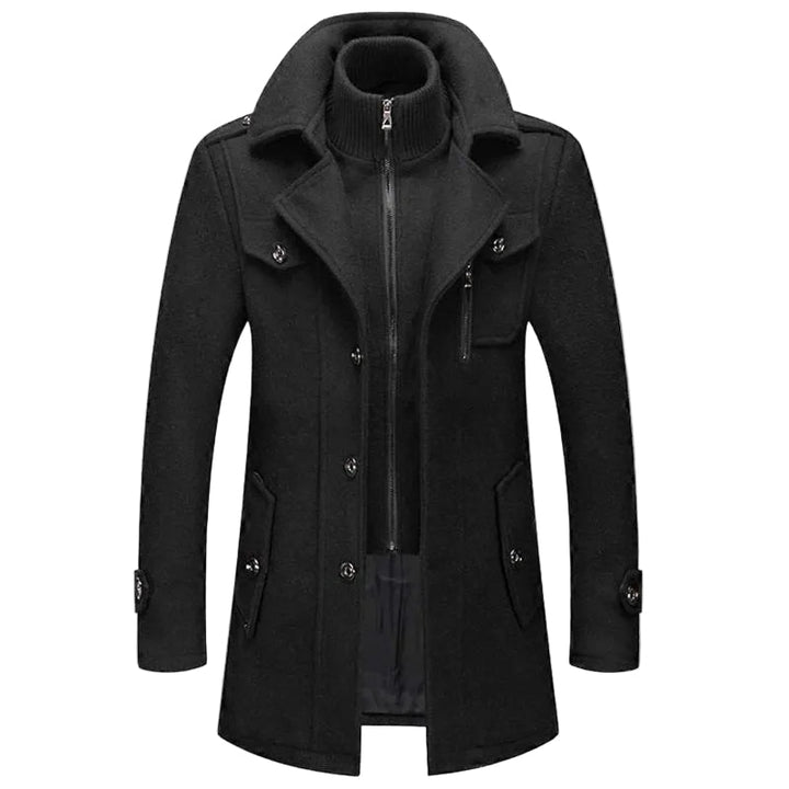 Men's Winter Coat | Zip-Up Button Detail