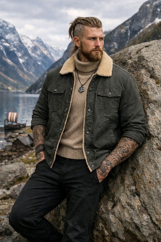 Men's Winter Jacket | Button Front Sherpa Lined