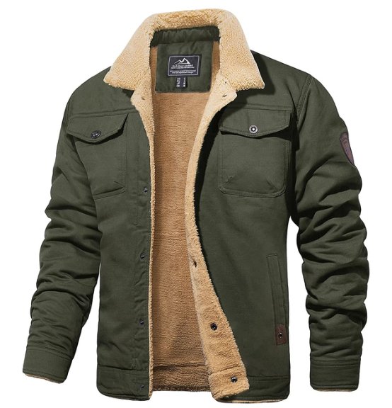 Men's Winter Jacket | Button Front Sherpa Lined