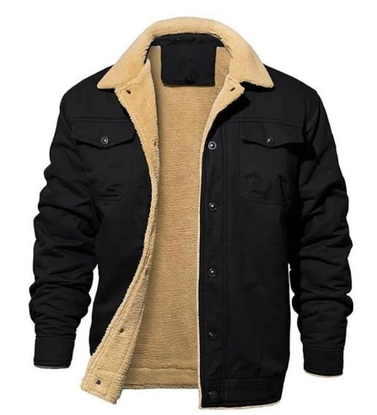 Men's Winter Jacket | Button Front Sherpa Lined