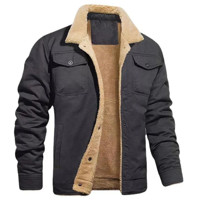 Men's Winter Jacket | Button Front Sherpa Lined