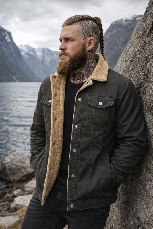 Men's Winter Jacket | Button Front Sherpa Lined