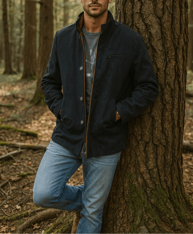 Men's Winter Coat | Stand Collar Button Front