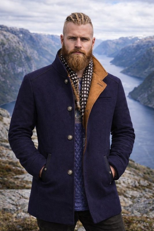 Men's Winter Coat | Stand Collar Button Front