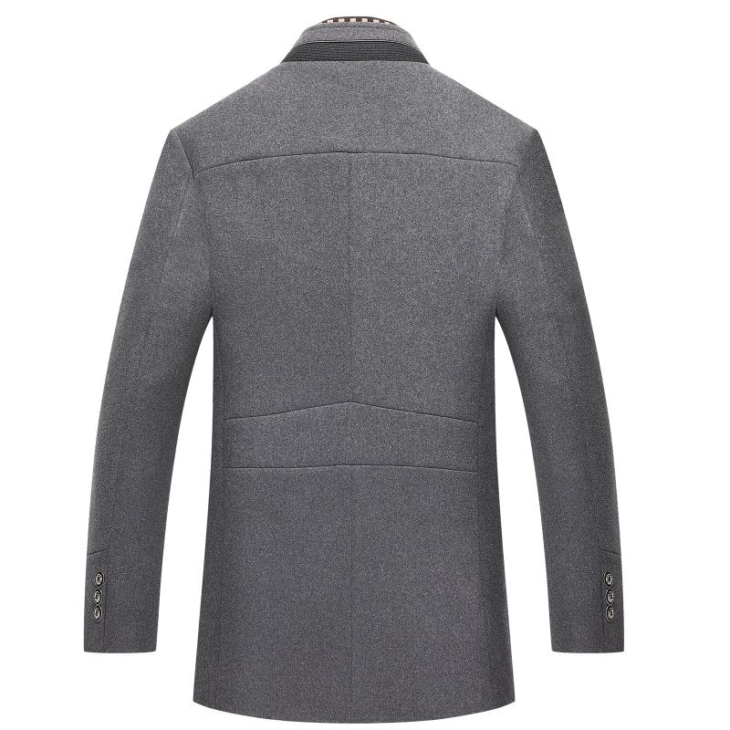 Men's Winter Coat | Stand Collar Button Front