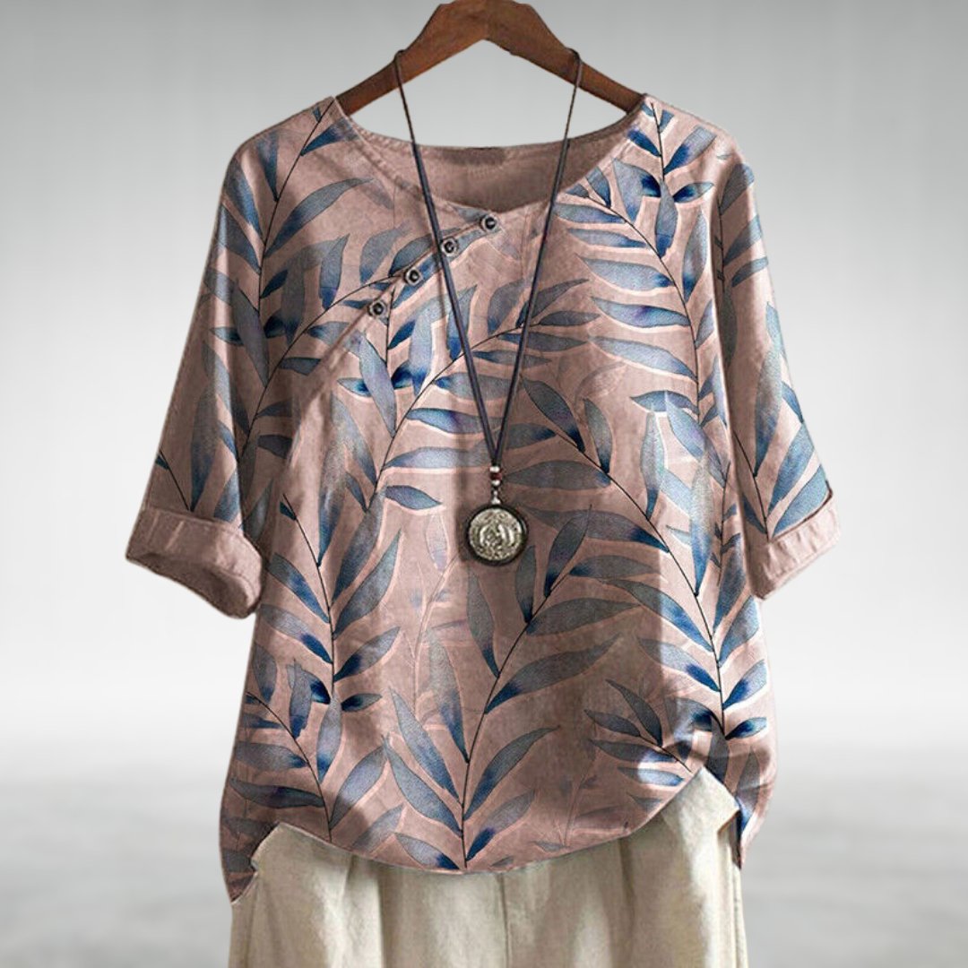 Woman’s Blouse | Asymmetric Button  Printed