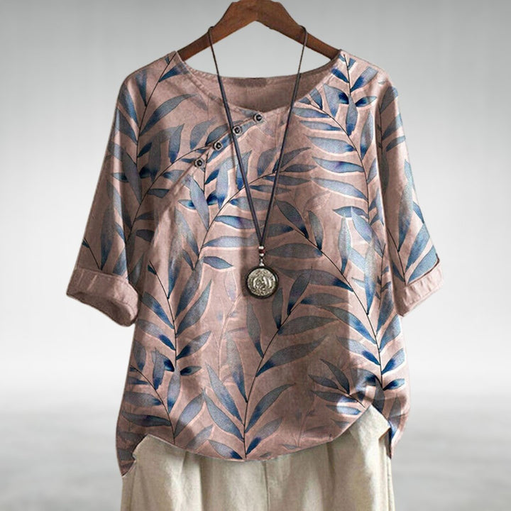 Woman’s Blouse | Asymmetric Button  Printed