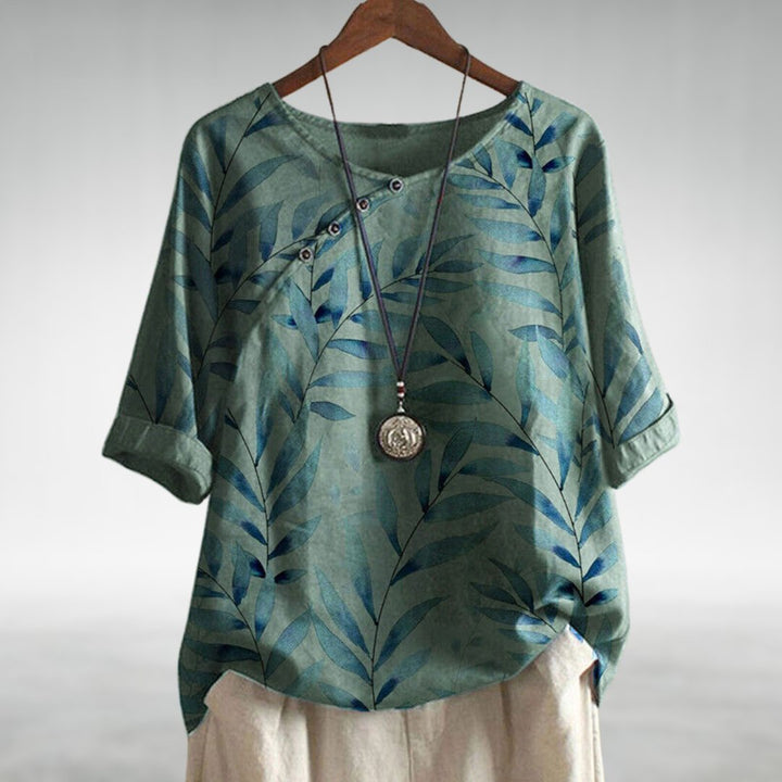 Woman’s Blouse | Asymmetric Button  Printed