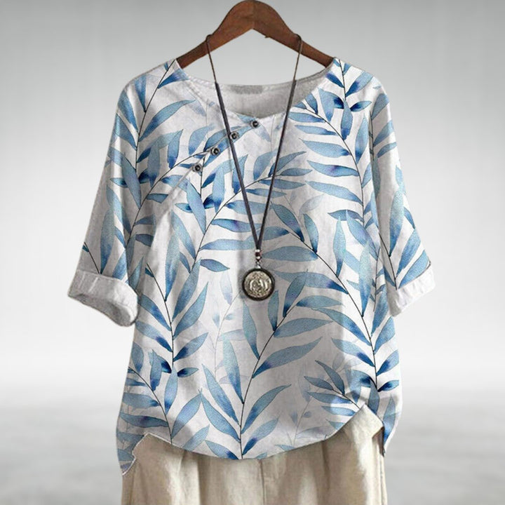 Woman’s Blouse | Asymmetric Button  Printed