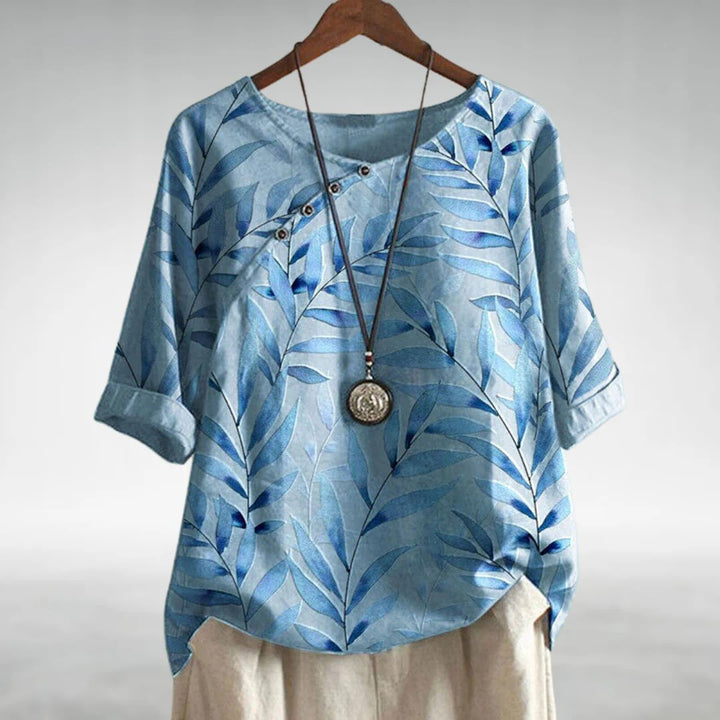 Woman’s Blouse | Asymmetric Button  Printed