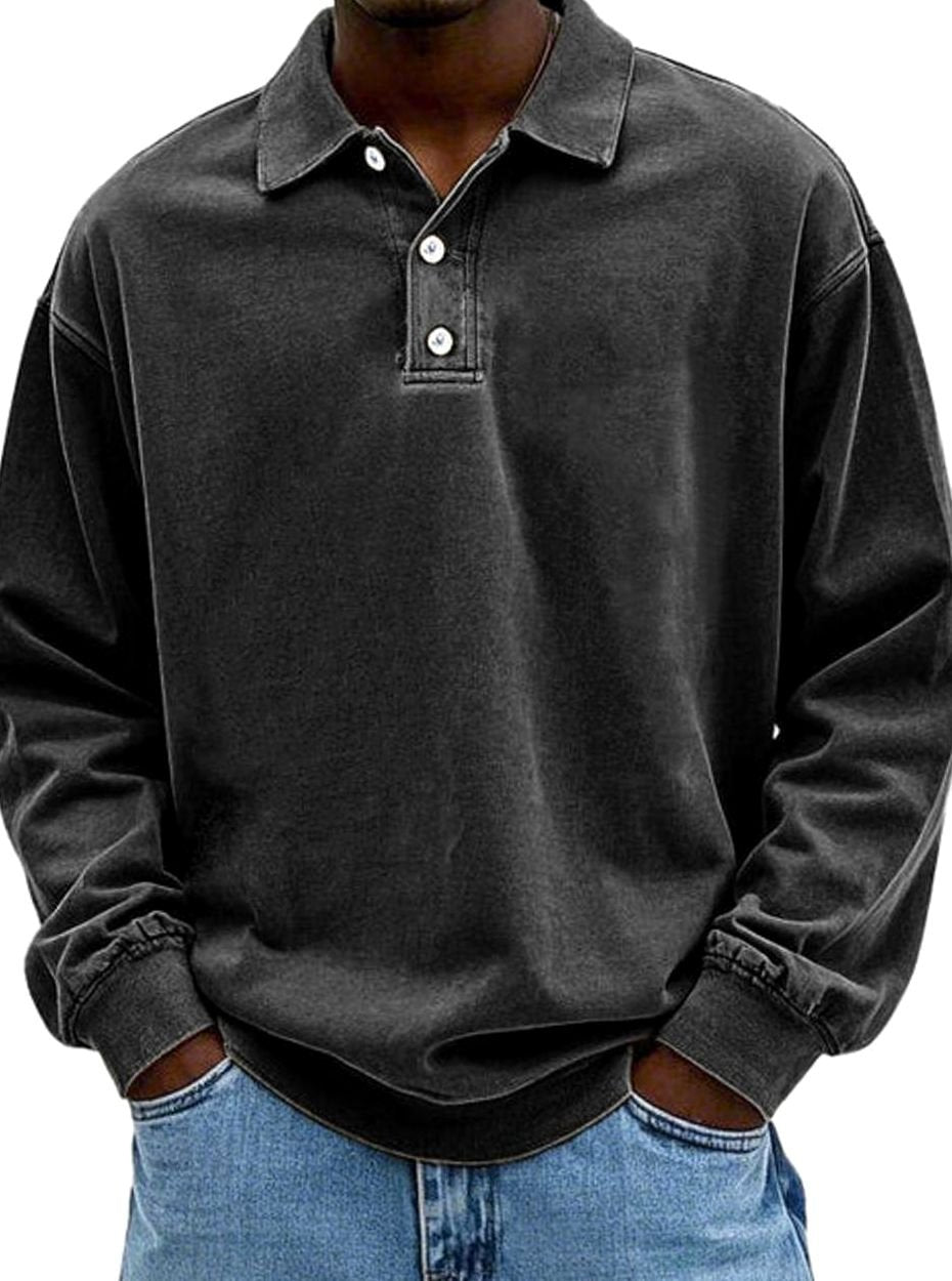 Howard | Men's Vintage Long Sleeve Relaxed-Fit Polo Shirt
