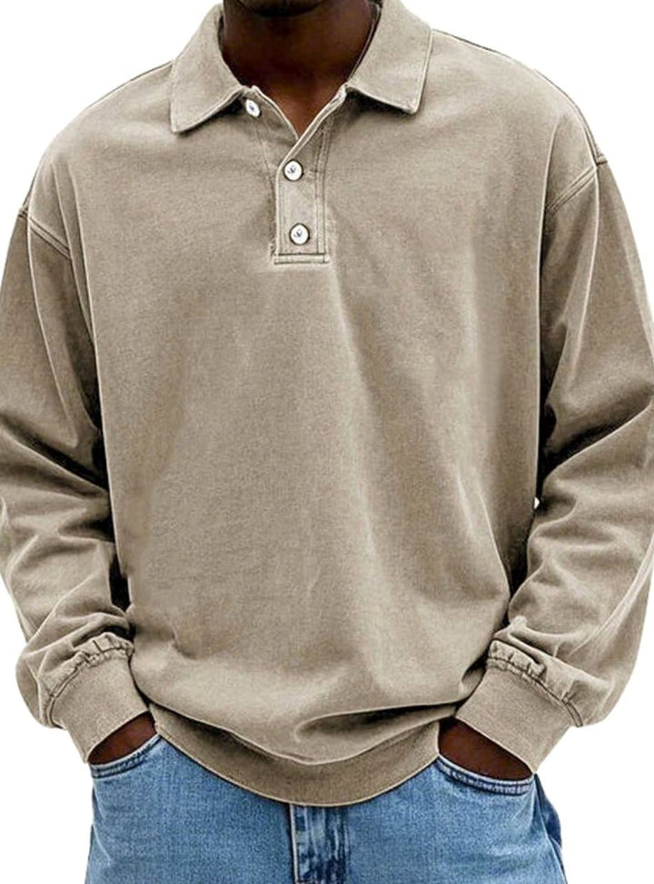 Howard | Men's Vintage Long Sleeve Relaxed-Fit Polo Shirt