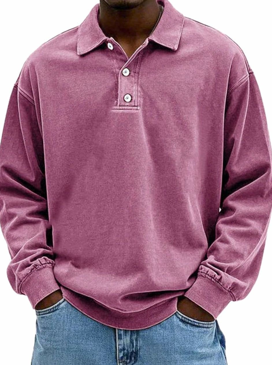 Howard | Men's Vintage Long Sleeve Relaxed-Fit Polo Shirt