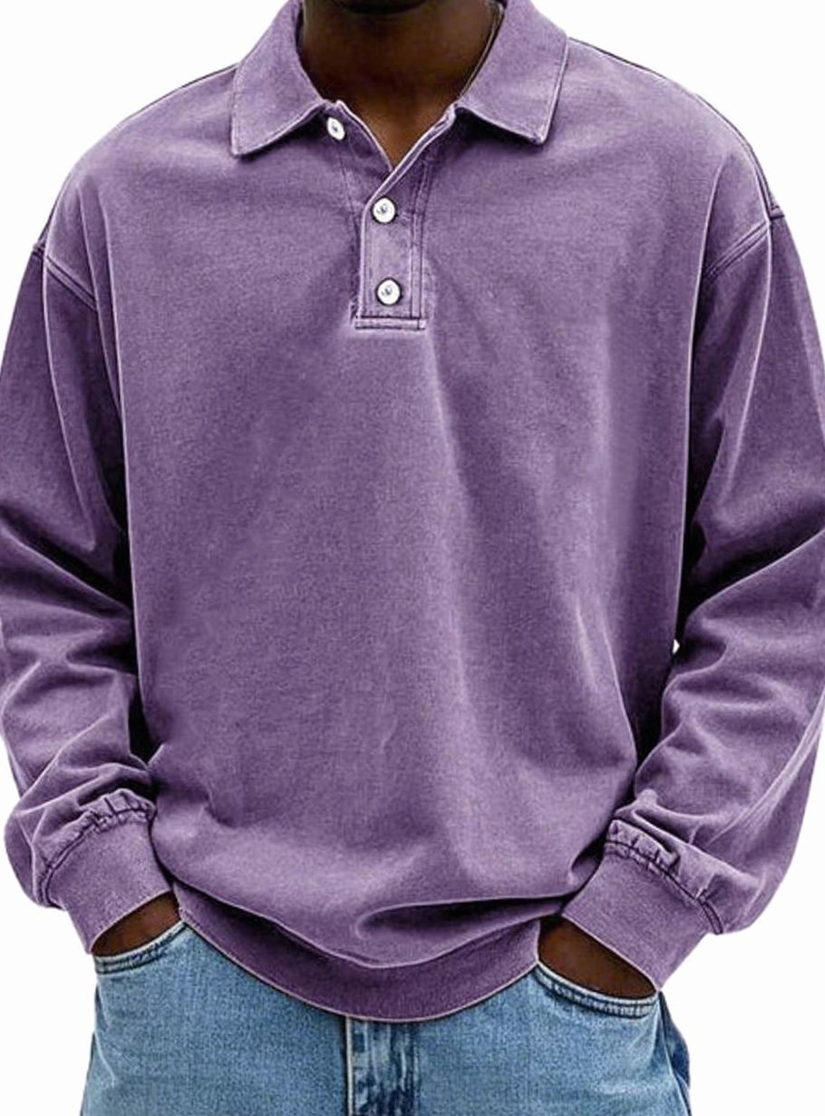 Howard | Men's Vintage Long Sleeve Relaxed-Fit Polo Shirt