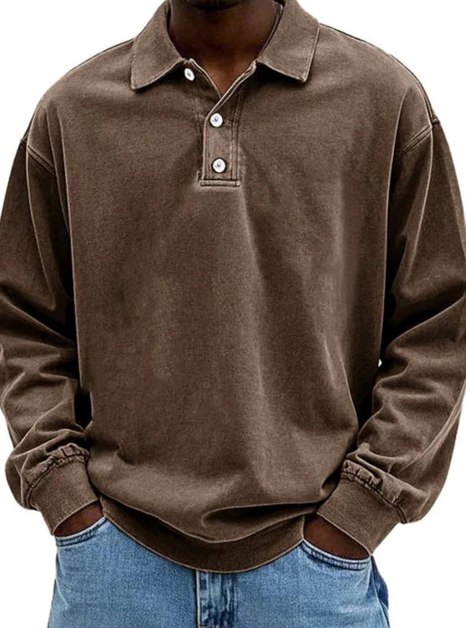 Howard | Men's Vintage Long Sleeve Relaxed-Fit Polo Shirt