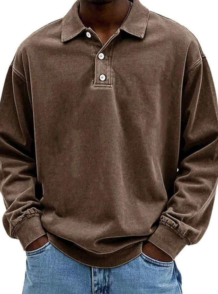 Howard | Men's Vintage Long Sleeve Relaxed-Fit Polo Shirt
