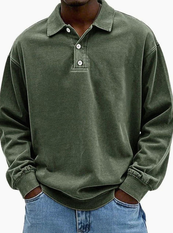 Howard | Men's Vintage Long Sleeve Relaxed-Fit Polo Shirt