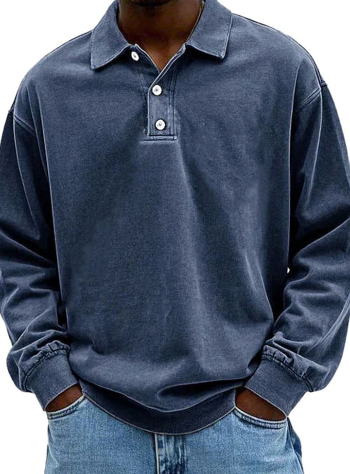 Howard | Men's Vintage Long Sleeve Relaxed-Fit Polo Shirt