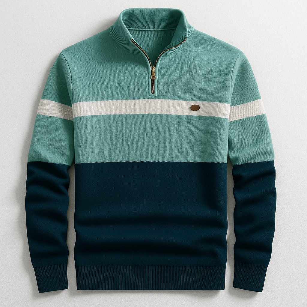 Men’s Sweater | Quarter Zip Stripe Design