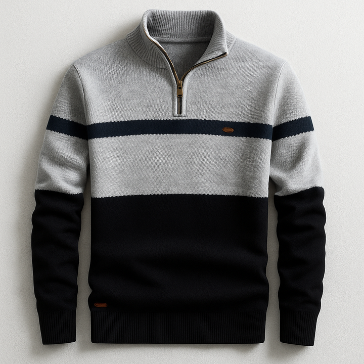 Men’s Sweater | Quarter Zip Stripe Design