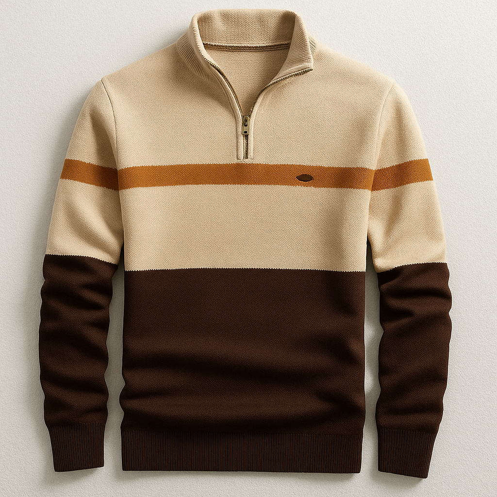Men’s Sweater | Quarter Zip Stripe Design