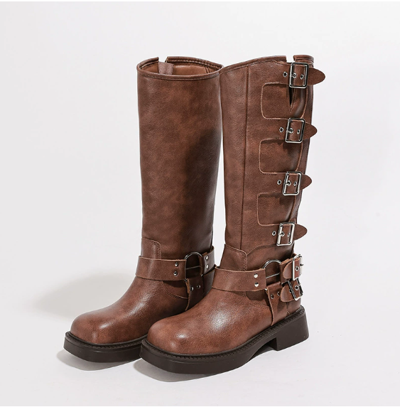 Boots for Women | Low Heel Buckle Strap