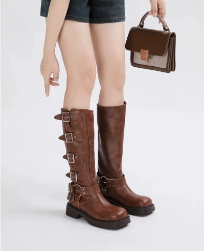 Boots for Women | Low Heel Buckle Strap