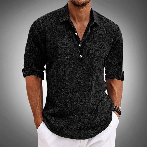 Men's Polo Shirt | Long Sleeve Button Placket