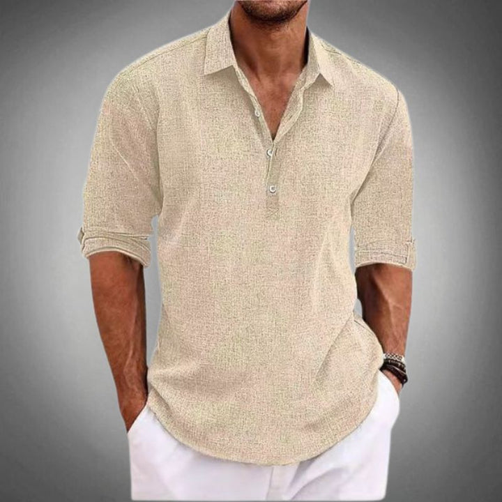 Men's Polo Shirt | Long Sleeve Button Placket