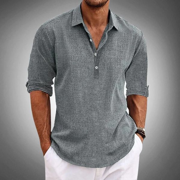 Men's Polo Shirt | Long Sleeve Button Placket