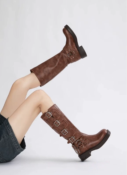 Boots for Women | Low Heel Buckle Strap