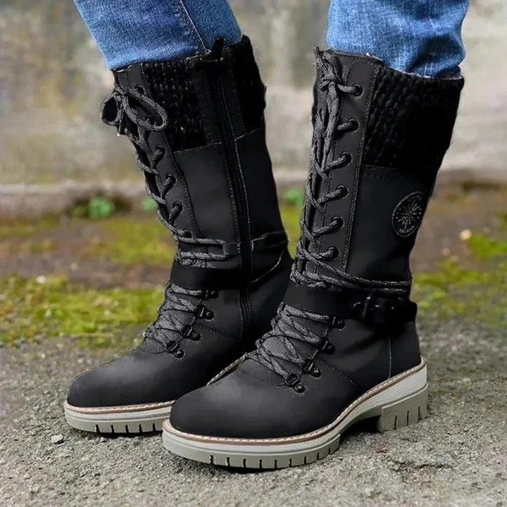 Boots For Women | Lace-Up Accent Side Zipper