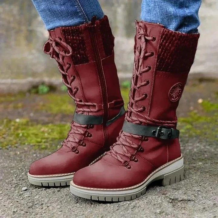 Boots For Women | Lace-Up Accent Side Zipper