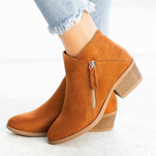 Boots For Women |  Side Zipper Closure Ankle-Height Cut